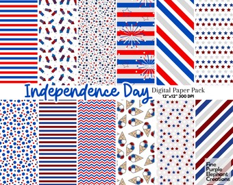 Independence Day Digital Paper | 4th of July Scrapbook Paper | Red White and Blue Sublimation | Patriotic USA Pride Background Printables