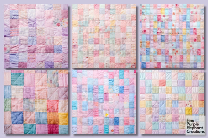 May include: A patchwork quilt featuring a range of pastel colours and floral patterns. The quilt is composed of numerous small squares stitched together.