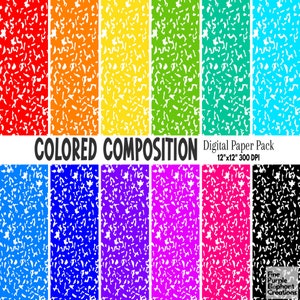 Farbige Komposition Digitales Papier | Notizbuch Hülle Muster KDP | Zurück zu Schulsublimation | Journal Planer Designs | Regenbogen Tapete