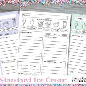 Journal de recettes de machine à crème glacée standard PDF imprimable numérique - Cartes de livre de recettes crémeuses maison - Livre de recettes TikTok Viral Dessert Maker