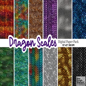 Carta digitale Dragon Scales - Texture della pelle mistica Sfondo per album - Sublimazione per feste medievali - Colore Rettile Lucertola Creatura Fantasy