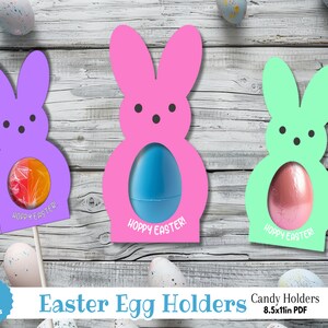 Druckbare Osterhase Süßigkeiten Halter Digitale Papierkarten | Korbfüller Kleines Geschenk Favor Treat | Frühlings Piep Hase Kinder Lollipop Schoko