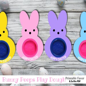 Knetmasse Ostern Marshmallow Peep Bunny Digitale Papierkarten | Süße Nicht-Süßigkeiten Schule Kid Klassenzimmer Gunst Börse Mini Play-Doh