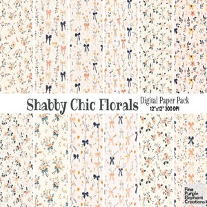 Laço Boho Delicado Pastel Coquette Flores Silvestres Papel Digital | Padrão de Scrapbook de Sublimação | Flor Floral de Primavera Fofo Delicado Chique Desgastado