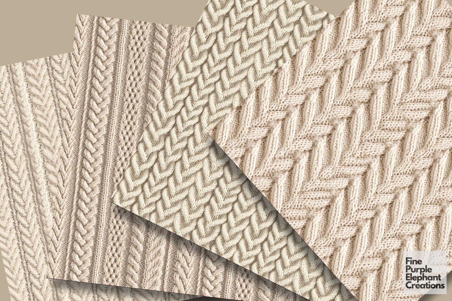 Neutral Knit Digital Paper | Beige Tan White Stitched Fabric Texture ...