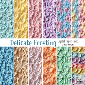 Texture di glassa pastello Carta digitale / Stampabile Festa Torta Scrapbook Sfondo Sublimazione / Baby Shower Glassa colorata Rosa Blu Arcobaleno