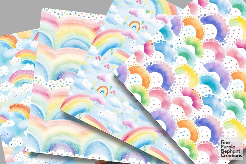 Watercolor Pastel Rainbow Digital Paper Sweet Playful Cute Delicate ...