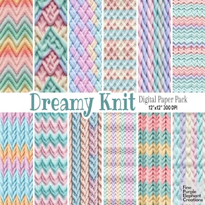 Pastell Knit Digitales Papier | Baby Pink Blau Gelb Genähte Fabric Texture Sublimation | Winter-Kinderzimmer-Sammelalbum | Kuscheliger Wollpullover Textil