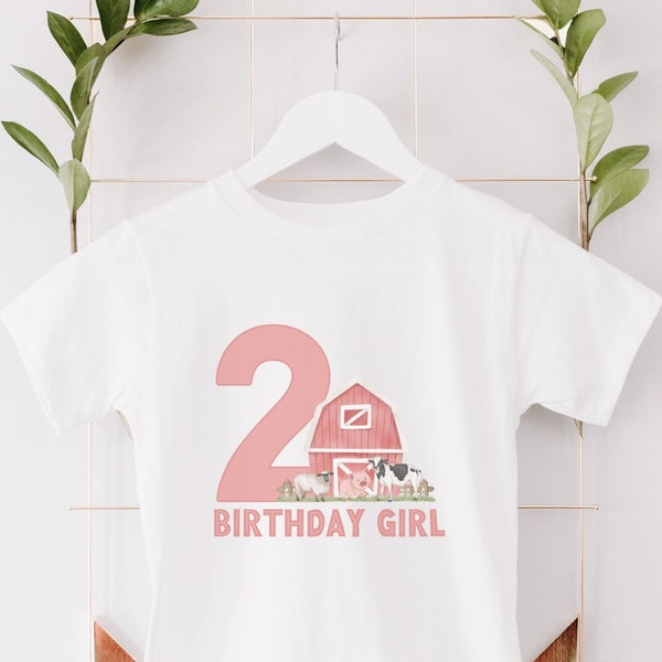 Farm 2nd Birthday Shirt, 2nd Birthday Girl Farm Animals t-shirt, Farm Theme Family Matching Birthday Shirts, Second Barnyard Birthday Shirt