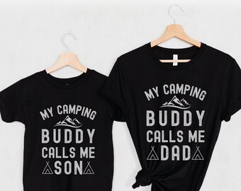 Camisas a juego para acampar de padre y bebé, camisas a juego de papá e hijo para el día del padre, camisas de campamento para padre e hijo, camisa de papá para acampar, regalo de papá nuevo