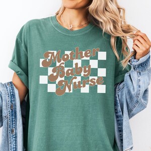 Checkered Mother Baby Nurse Shirt Postpartum Nurse Tee Gift for Baby Nurse T Shirt for Swaddle Specialist Maternity Nurse Gift Graduation