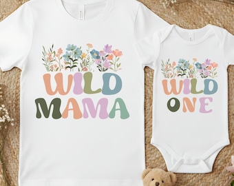 Wildflower 1st Birthday Girl Shirt, Wild One Girl Birthday Wild Flower Theme Matching Family Shirts, Girls Wildflower 1st Birthday Bodysuit