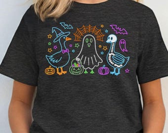 Lustiges Halloween-Shirt für Kinder mit Gänsemotiv, gruseliges Gänse-T-Shirt, süßes Halloween-Kleidungsstück für Kinder zum Süßes oder Saures