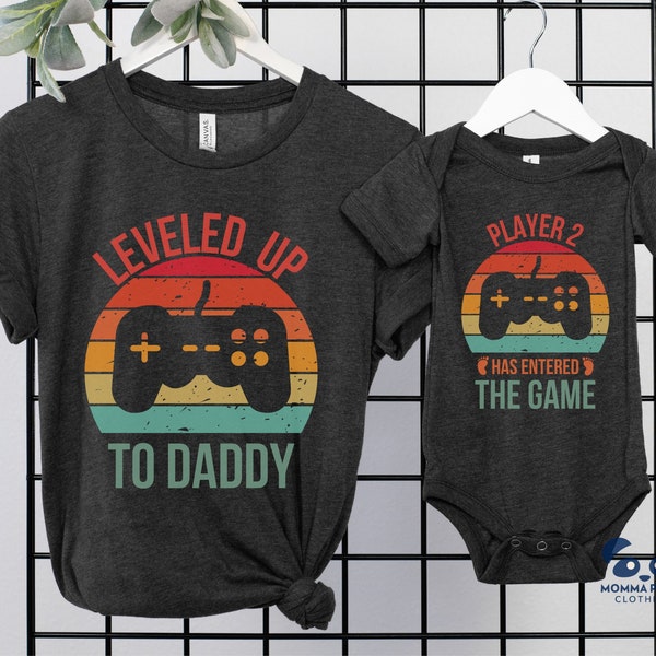 Leveled Up to Daddy Player 2 Has Entered the Game Shirt, Dad and Baby Matching Shirt, Dad and Son Matching, Vater Sohn Matching Shirt