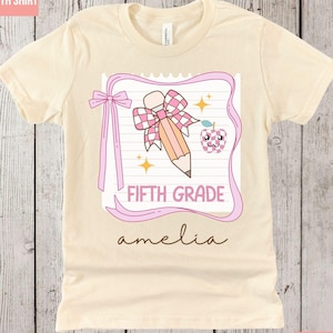 Personalized Fifth Grade Back to School Shirt Custom Girls First Day of School Tee 5th Grade Teacher Shirts Welcome Back to School Gift