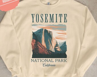 Vintage Yosemite National Park Sweatshirt Retro US Park Pullover für Outdoor Liebhaber Geschenk für Naturliebhaber Kalifornien Shirt Wandern Camping Geschenk