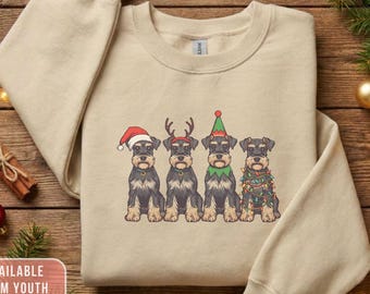 Vintage miniatyrschnauzer jultröja, schnauzer jultröja, miniatyrschnauzer julluvtröja, mini schnauzer skjorta