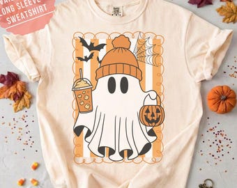 Preppy Coquette Halloween Ghost Shirt, Cute Bow Ghost tee for Women, Pastel Halloween Spooky Shirt, Boo Crew Cute Fall Graphic TShirt