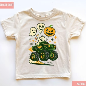 Kids Halloween Monster Truck Shirt: Spooky Pumpkin Patch Tee