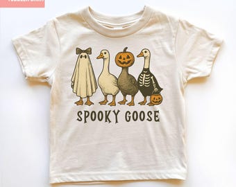 Lustiges Halloween-Gans-T-Shirt für Kinder, gruseliges Kostüm-Shirt, witziges Gänse-Geister-Bauernhoftier-Shirt für Kleinkinder, Halloween-Outfit mit Gänsemotiv