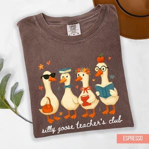 Camiseta engraçada Goose para professor, camiseta engraçada Goose de volta às aulas, camiseta para o primeiro dia de aula, presente de agradecimento ao professor, camiseta para professor do ensino fundamental