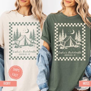 Custom Camp Bachelorette Party Shirts Personalized Camp Themed Bachelorette Party tshirts Lake Themed Bridal Party Outdoor Mountain Bride Te