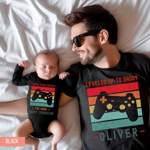 Custom Leveled Up to Daddy Player 3 Has Entered the Game Shirt, Dad and Baby Matching Shirt, Dad and Son Matching, Father Son Matching Shirt