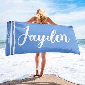 Personalised Beach Towel, Custom Name Pool Towel, Personalised Bath Towel Gift, Custom Name Monogram Towel for Birthday Holiday Vacation