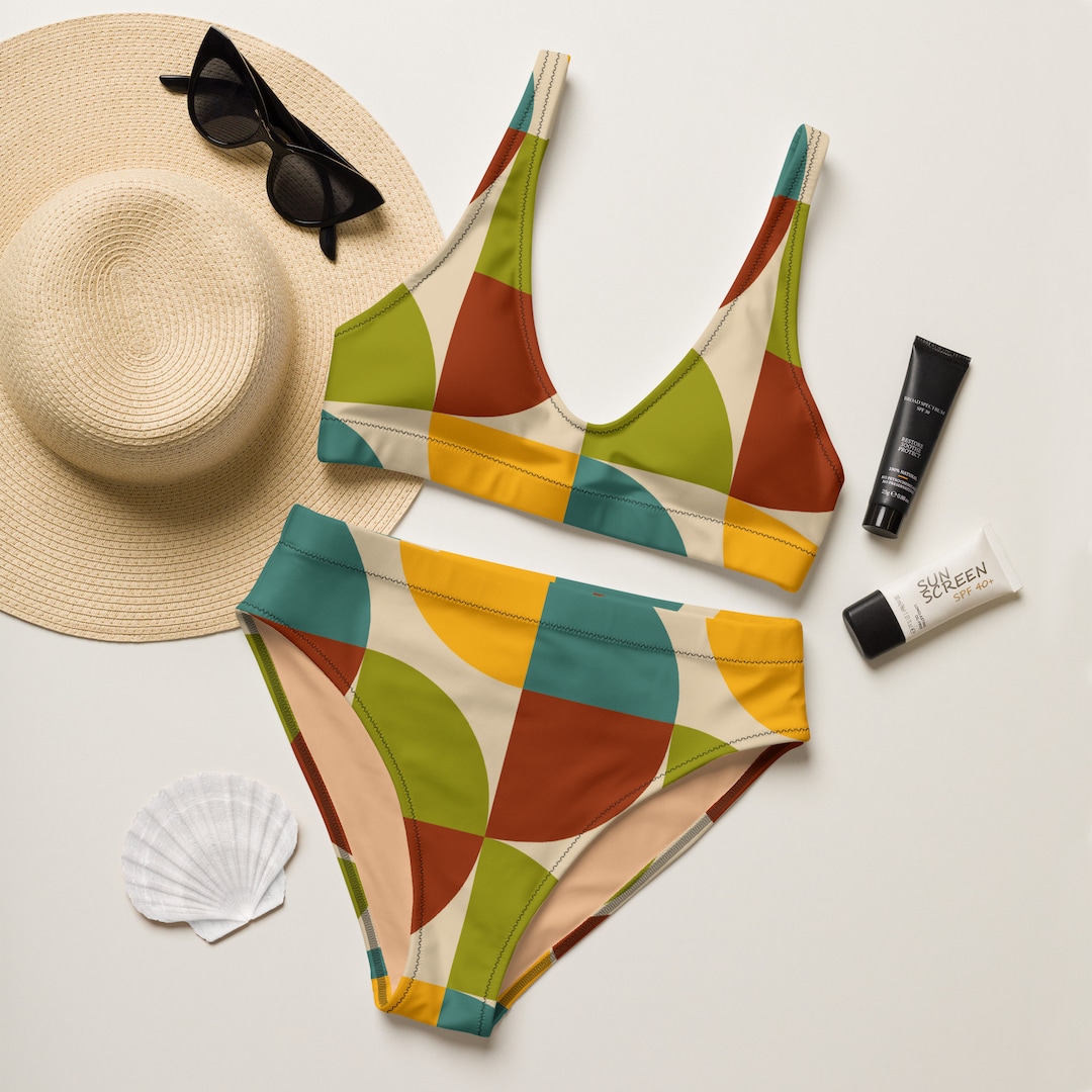 70er Jahre Bikini Set, 70er Jahre Bikini Set, High Waisted Bikini, Boho