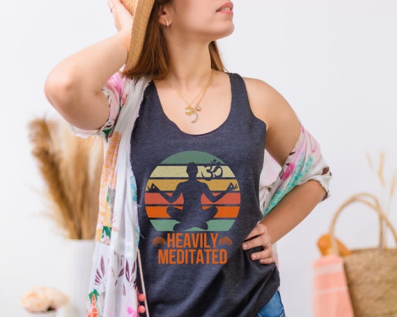 Yoga Shirt. Retro Style Meditation T-Shirt Yoga Shirt. Retro Style Meditation T-Shirt