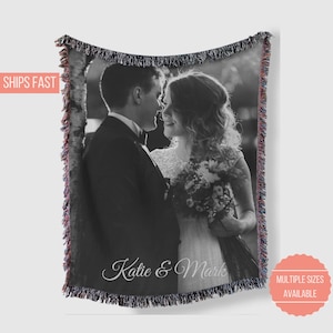 Manta de aniversario personalizada con foto de pareja personalizada, manta con foto personalizada para regalo de aniversario de pareja, tapiz de collage de fotos tejido personalizado