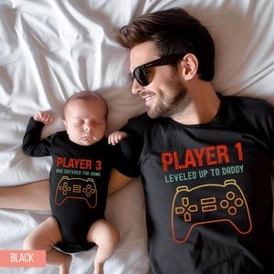 Custom Leveled Up to Daddy Player 3 Has Entered the Game Shirt, Dad and Baby Matching Shirt, Dad and Son Matching, Father Son Matching Shirt