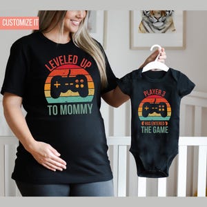Custom Leveled Up to Mommy Player 3 Has Entered the Game Shirt, Mom and Baby Matching Shirt, Mommy and Me Matching, Mommy Son Matching Shirt