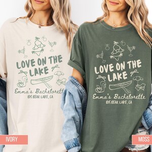Custom Lake Bachelorette Party Shirts Personalized Lake Themed Bachelorette Party tshirts Camp Themed Bridal Party Outdoor Mountain Bride Te