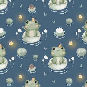 Jersey (organic) Frog Prince - own production | Fabric for children | Sold by the meter | Children's fabric | Sewing children's clothing