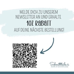 May include: A promotional graphic with text in German, including "MELDE DICH ZU UNSEREM NEWSLETTER AN UND ERHALTE 10% RABATT AUF DEINE N&Auml;CHSTE BESTELLUNG!" A QR code and a teal brushstroke are also present.