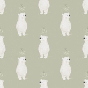 Jersey (Bio) Eisbär - Eigenproduktion | Meterware | Dehnbarer Stoff zum Nähen | Stoff für Kinder | Kinderstoff mit Tieren