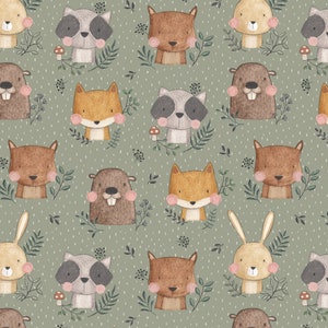 Jersey (Organic) Forest Animals - own production | Fabric for children | Sold by the meter | Children's fabric | Sewing children's clothing