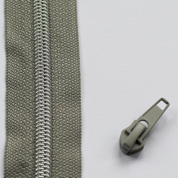 Reißverschluss silber metallisiert hellgrau - Meterware - 0,5m - Nähzubehör