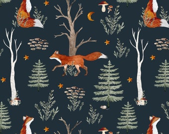 Jersey (organic) Fox in the forest - own production | Fabric for children | Sold by the meter | Children's fabric | Sewing children's clothing