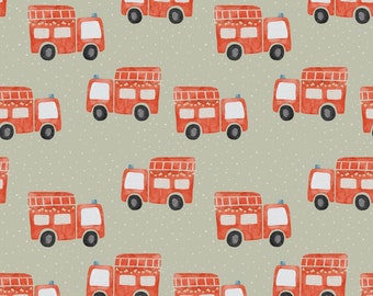 French Terry (organic) fire brigade - in-house production | Fabric for children | Sold by the meter | Children's fabric | Sewing children's clothing | Material for boys