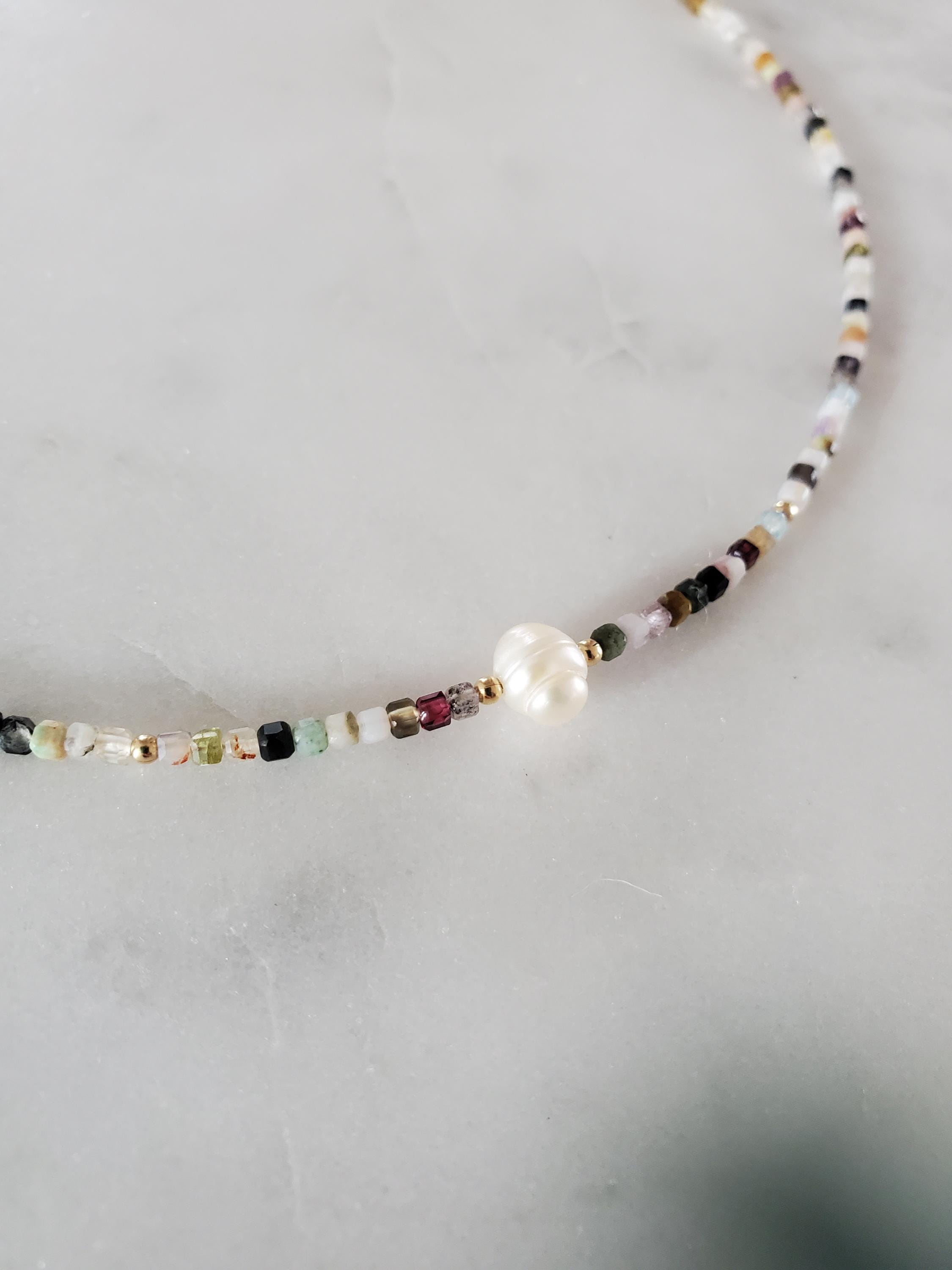 Collana Choker In Pietre Dure Naturali Multicolori 6mm - Bigiotteria Fatta A Mano - Regalo