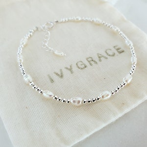 Pearl and Sterling Silver Beaded Bracelet - Freshwater Pearl