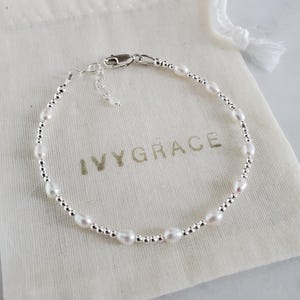 Pearl and Sterling Silver Beaded Bracelet - Freshwater Pearl