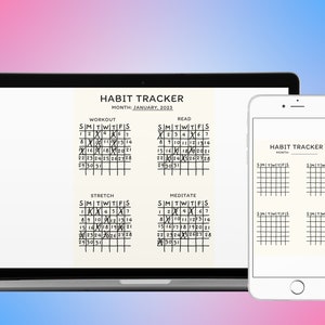 Monthly Habit Tracker, Instant Download, Minimal Habit Tracker, Printable Goal Tracker