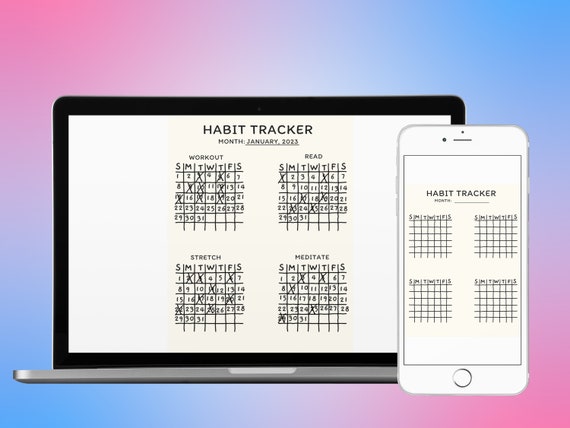 Monthly Habit Tracker, Instant Download, Minimal Habit Tracker, Printable Goal Tracker