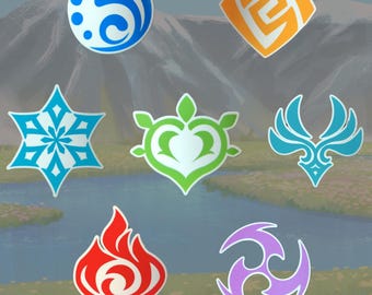 Genshin Elements Stickers: Water-Resistant Vinyl Stickers