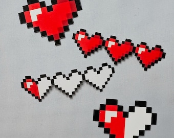 Pixel Hearts Vinyl Sticker: 8-Bit Video Game Art