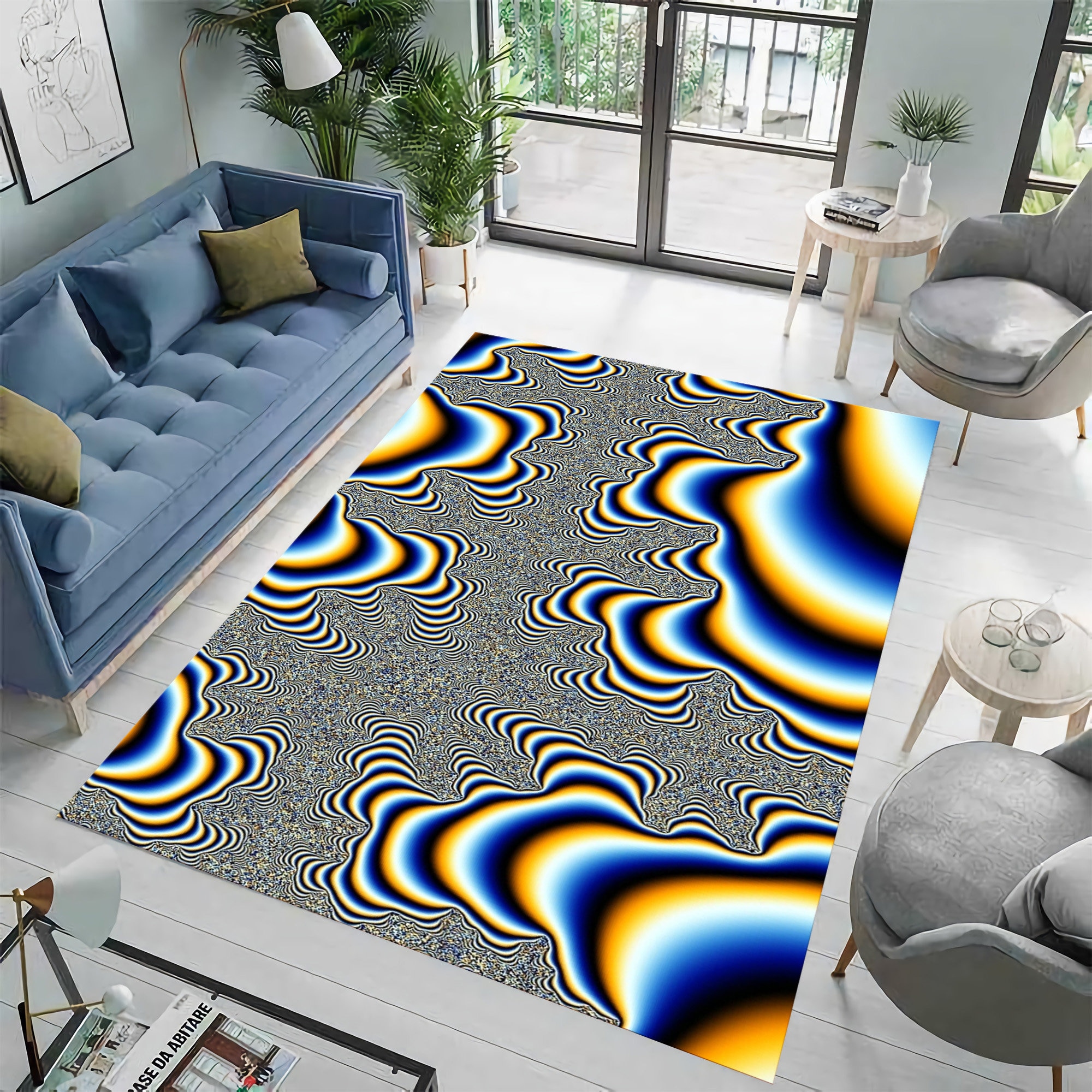 GAGNONLEE 3D Vortexes Illusion Large Rugs Floor Mat Modern Carpet for Home  Decoration Area Rug Cozy Art Decoration Polyester Carpet 60 x 40 inch