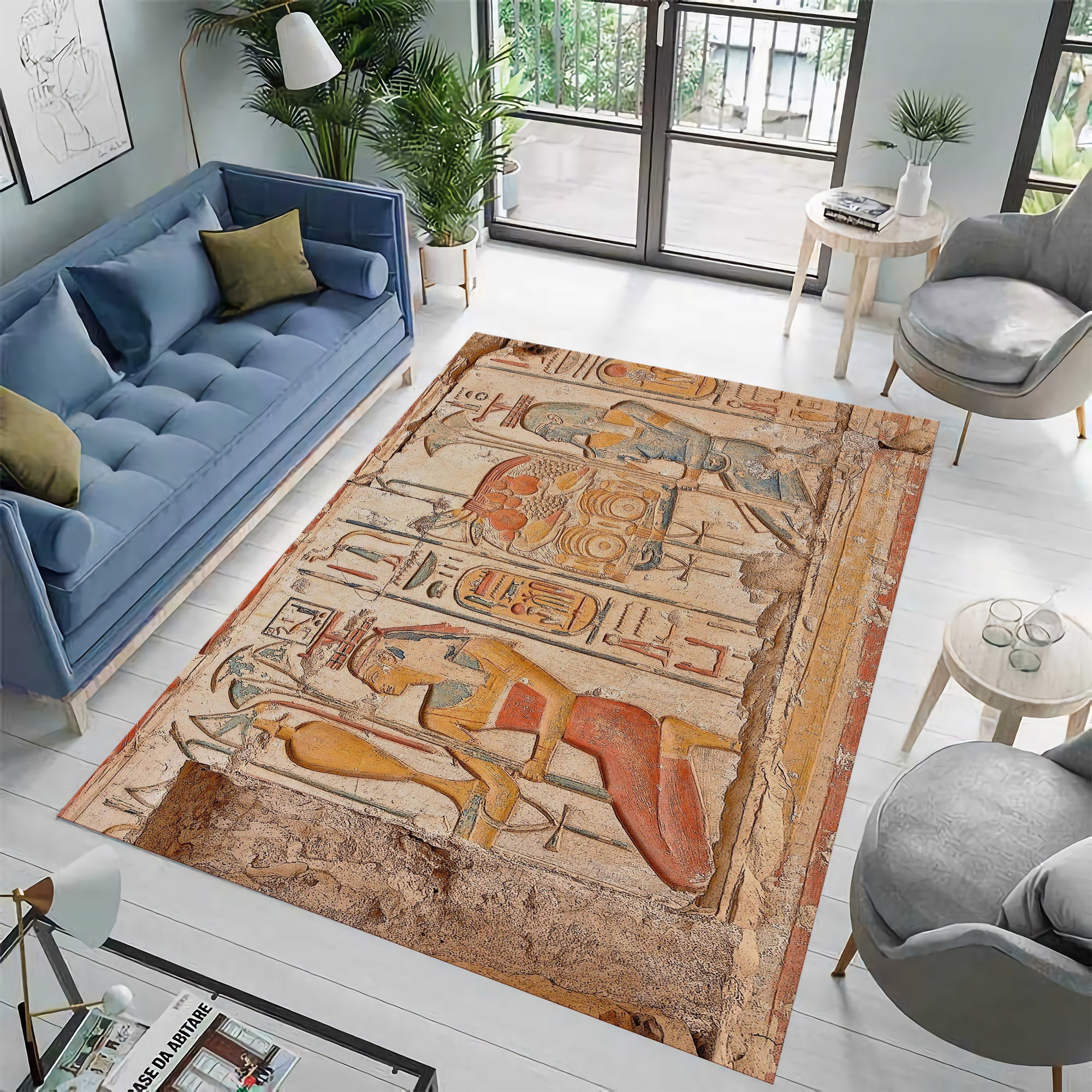 Ancient Egyptian Rugegypt Pattern Rugantique Ruggift for Etsy